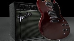 Red guitars Fender amplifiers