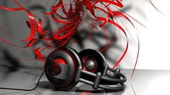Red headphones Music