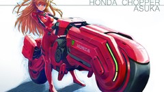 Red Honda anime girls brunettes asuka langley soryu neon 