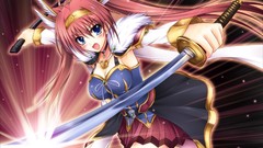 Red Katana Anime anime girls thigh highs