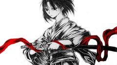 Red Katana kimono Swords short hair kara no kyoukai ryougi 