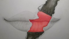 Red lips drawings Photo manipulation rip