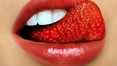 Red lips strawberries Photo manipulation