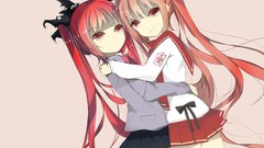 Red long hair seifuku nyaruko twintails Hidan Kanzaki Aria 