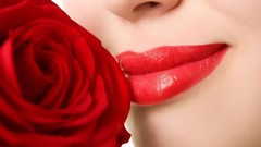 Red love woman roses lips