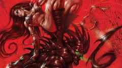 Red Monsters Warriors Red Sonja Fighting comics Swords comics 