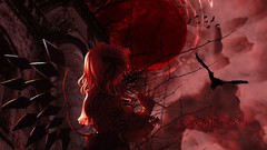 Red moon wings Vampires bows anime girls short hair touhou 