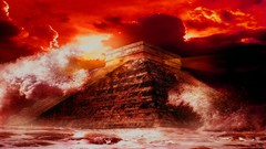 Red pyramids artwork digital art fantasy art