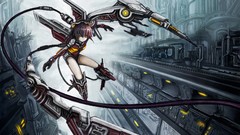 Red Robots Anime drawings anime girls yellow eyes mecha