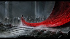 Red rocks Temples drawings queen fantasy art