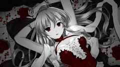 Red roses red eyes long hair anime girls misaki kurehito 