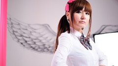 Red school grey asians models Korean Ryu Ji Hye