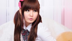 Red school grey asians models Korean Ryu Ji Hye