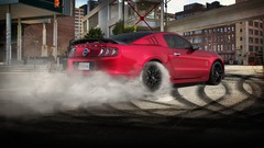 Red smoke cars Ford mustang red cars tire tracks