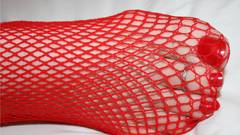 Red stockings feet toe