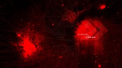 Red text abstract splatters
