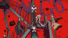 Red text Anime anime girls stairways Inga UN-GO