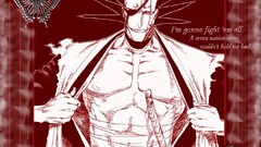 Red text monochrome bleach Zaraki Kenpachi