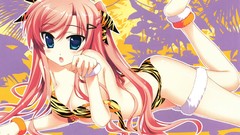 Red Tigers long hair barefoot anime girls fan art cleavage 