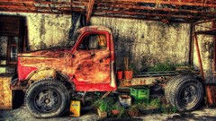 Red trucks HDR Photography