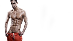 Red trunks Men male models muscular