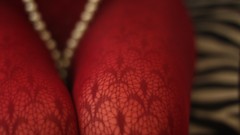 Red upskirt pantyhose