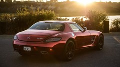 Red view angle cars Mercedes-Benz sls amg mercedes benz sls