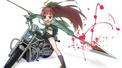 Red weapons Anime motor Shorts long hair anime girls mahou 