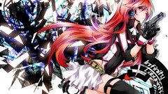 Red weapons headphones gloves anime girls vocaloid thigh highs 