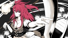 Red weapons monochrome anime girls scythe touhou onozuka 