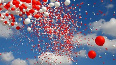 Red white Balloons skyscapes