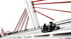 Red white Bridges Ducati multicolor artistic motorbikes