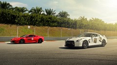 Red white ferrari f430 scuderia Nissan GTR Spec-V Nissan R35 