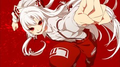 Red white hair red eyes bow long hair anime girls fujiwara no 