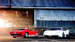 Red white lamborghini murcielago ford gt
