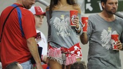 Red white Poland Euro Eagles fans euro 2012 brunettes soccer 