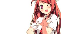 Red white tie Ribbons long hair anime girls school uniforms 