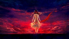 Red wine woman down crimson artwork NanFe