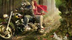 Red Wolves little hoodies riding artwork