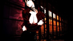 Red woman Anime Tokyo anime girls brunettes black eyes 