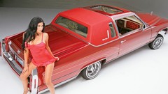 Red woman brunettes models red cars girls with cars