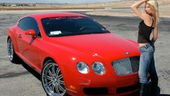 Red woman cars Bentley Russian blondes