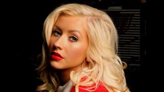 Red woman Celebrity white hair Christina Aguilera blue eyes 