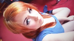 Red woman green eyes redheads baby doll