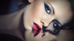 Red woman lips brunettes