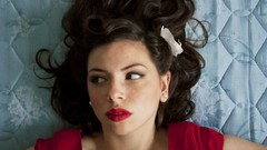 Red woman lips faces brunettes models