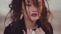 Red woman lips planets