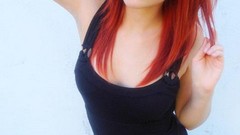 Red woman redheads colored hair boobs