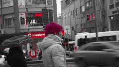 Red woman selective coloring citylife