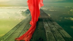 Red woman skyscapes